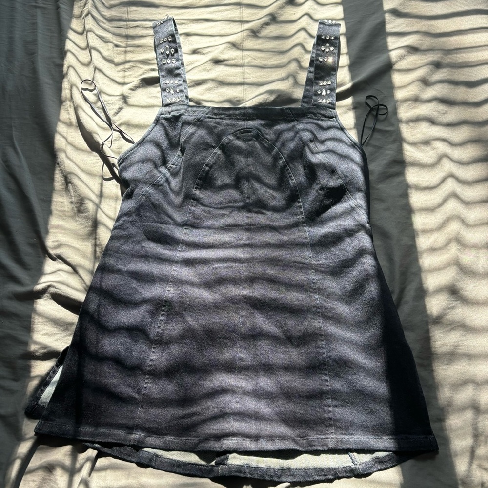 Free People Jewel Denim Open Back Mini Dress